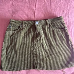 Green Corduroy Mini Skirt